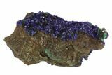 Sparkling Azurite Crystals With Malachite - Laos #95804-1